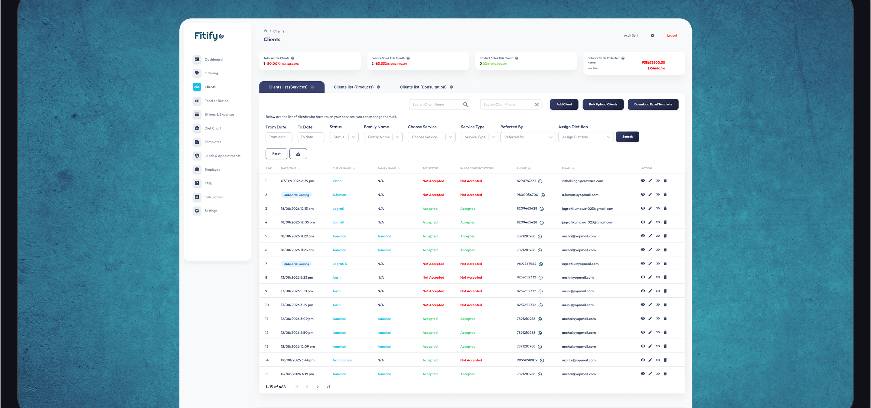 Fitify clients management database