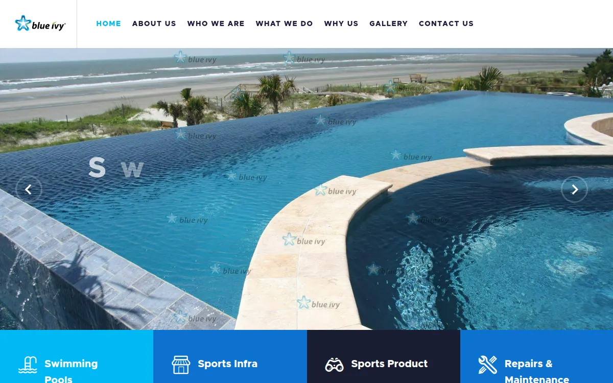Blue Ivy Inc pool and sports infrastructure website homepage screenshot